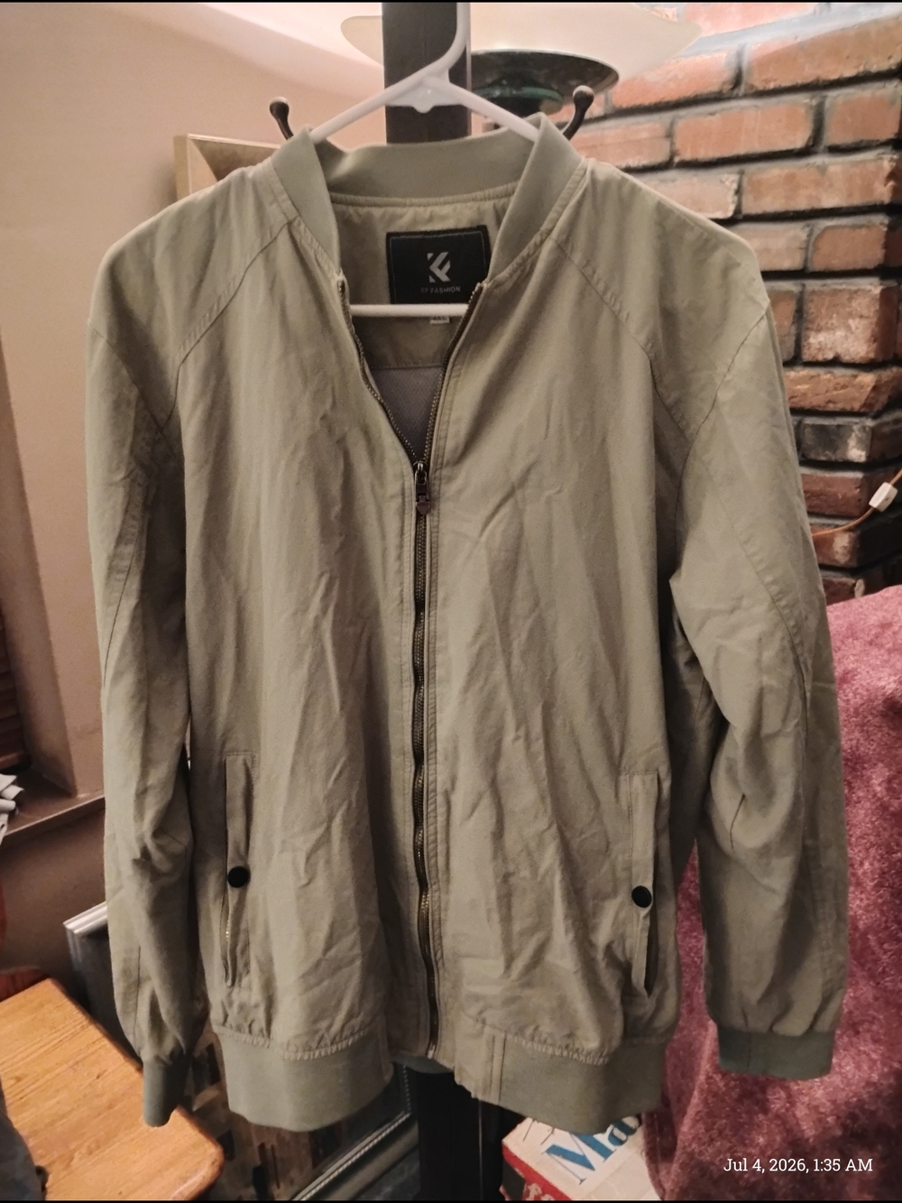 KF Fashion Light Olive Bomber Jacket Size 2XL